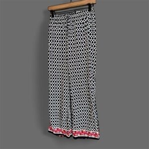 Crown‎ & Ivy Geometric Print Wide Leg Pants XS Black White